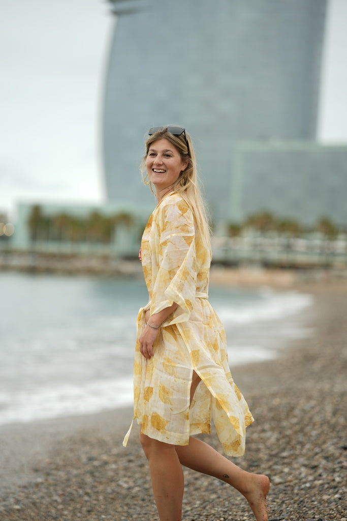 ECOB01 eco-printed oil cotton Kimono